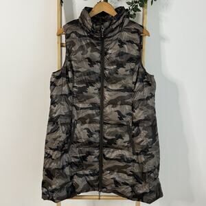 Anorak Women Longline Duck Down Puffer Vest Packable Camo Jacket Size L
